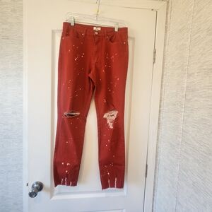 Easel Red Distressed Jeans Size M BNWT